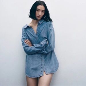 ZARA Light Blue Denim Button Down Shirt